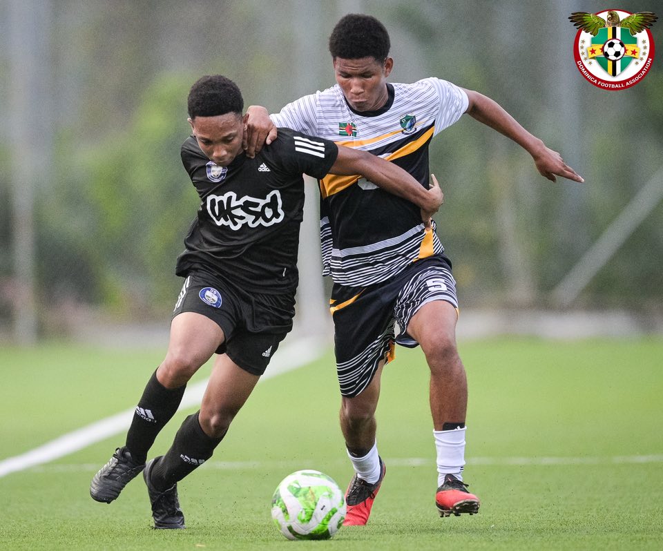 Kenneth Valmond jockying for the ball