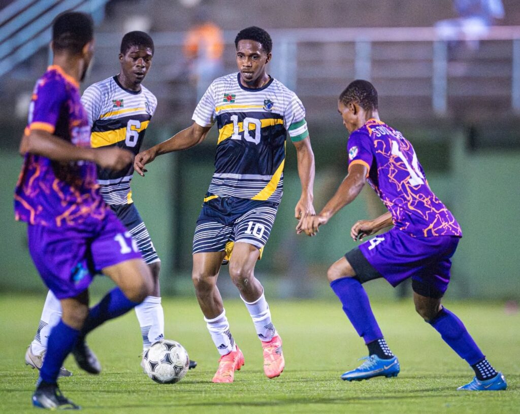 Middleham United FC players Marcellus Bonney and Fitzroy Benjamin in the midfield