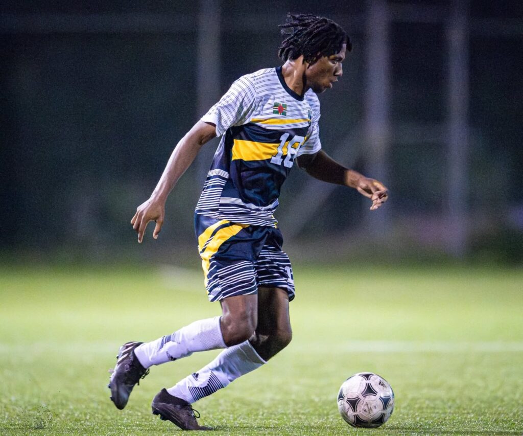 Middleham United FC player Shermari Bobb on the ball