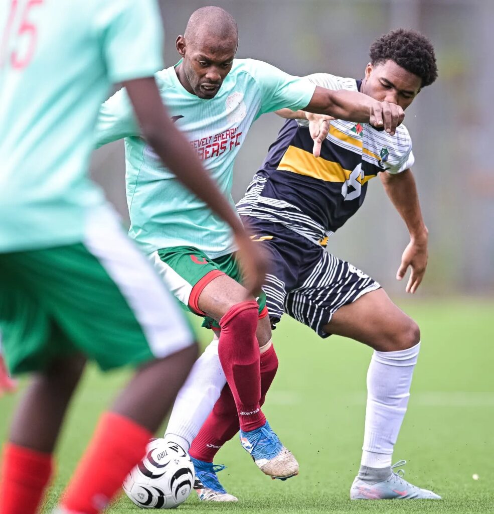 Middleham United FC player challenging the opponent