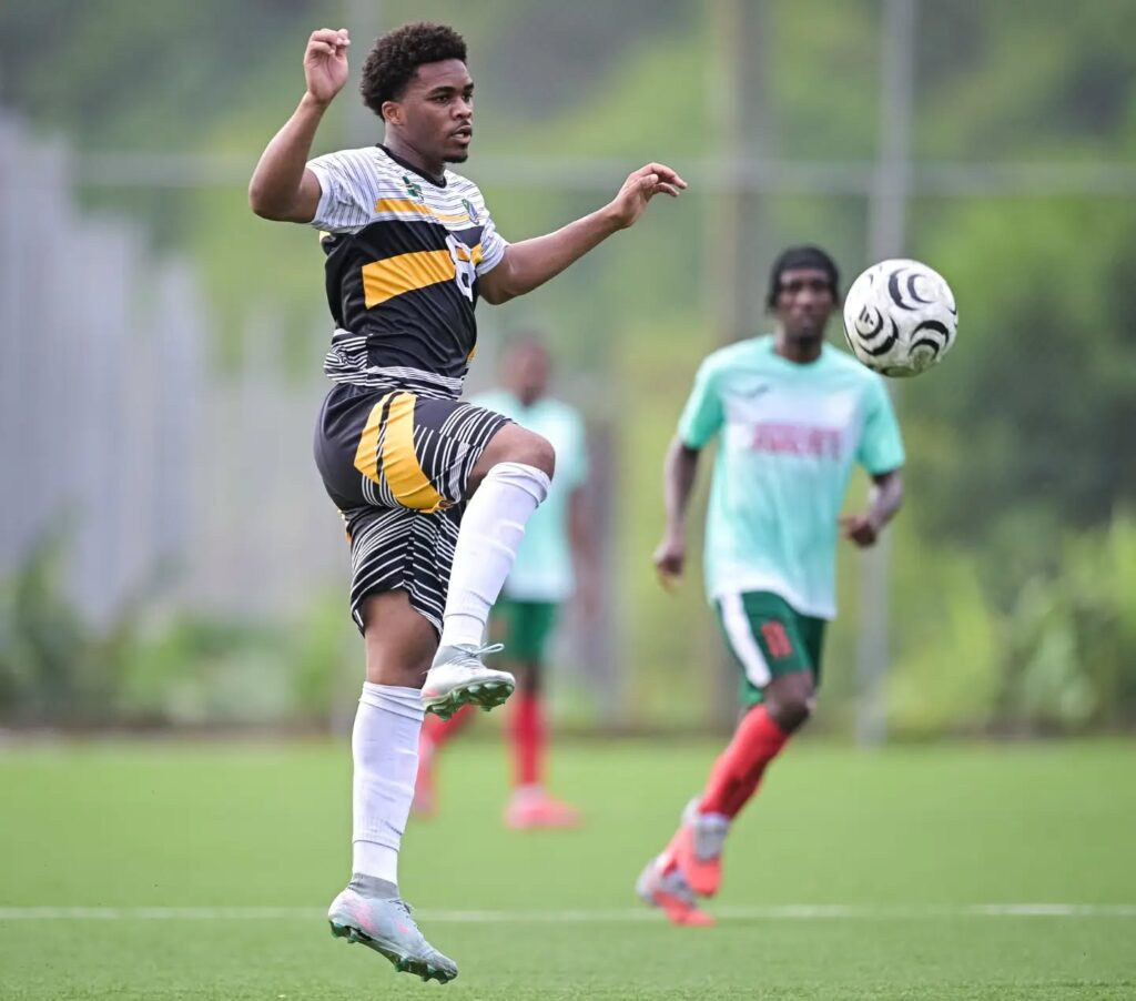 Middleham United FC player Mosiah Bonney receiving the ball