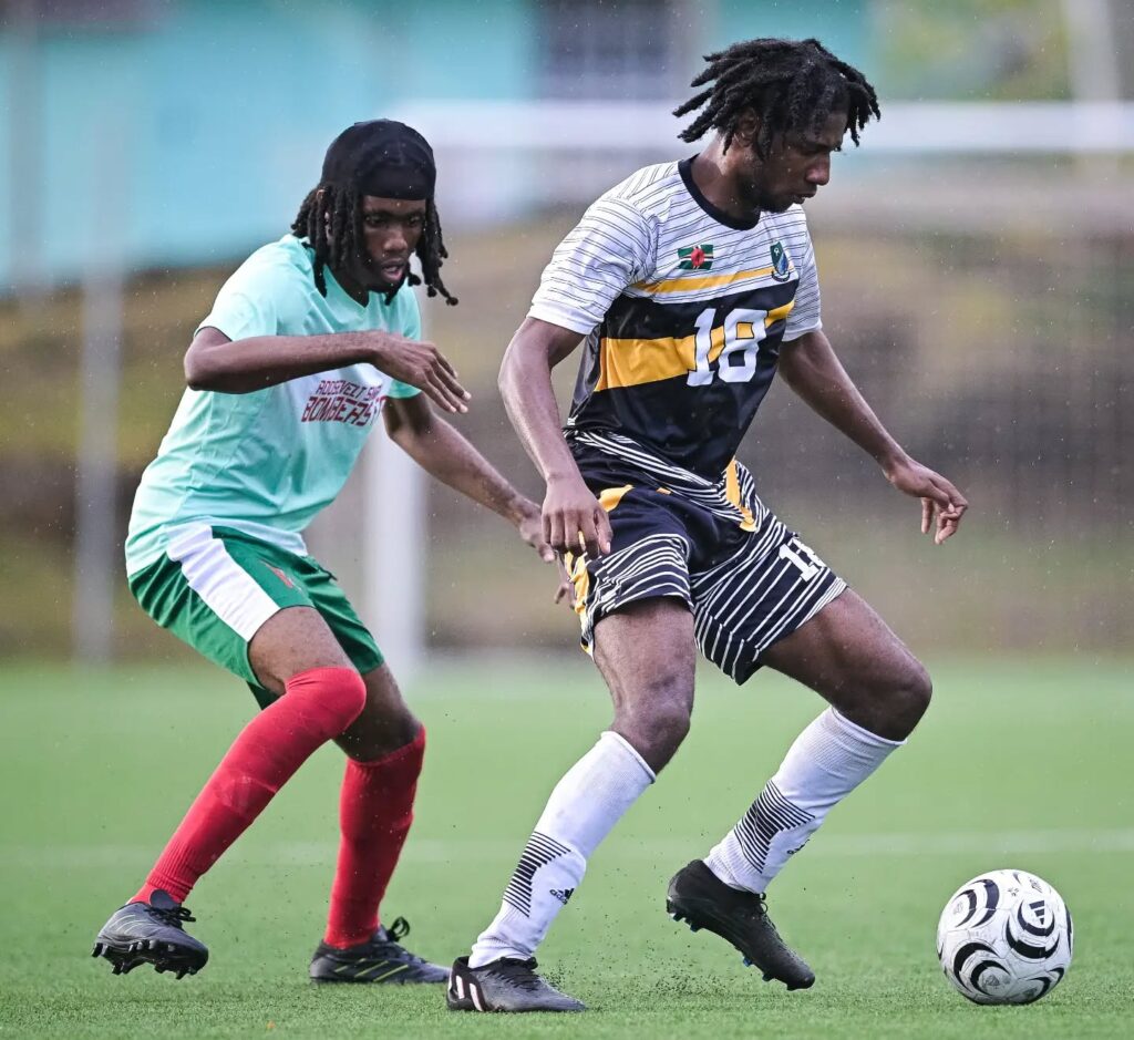 Middleham United FC player Shermari Bobb being put under pressure by the opponent