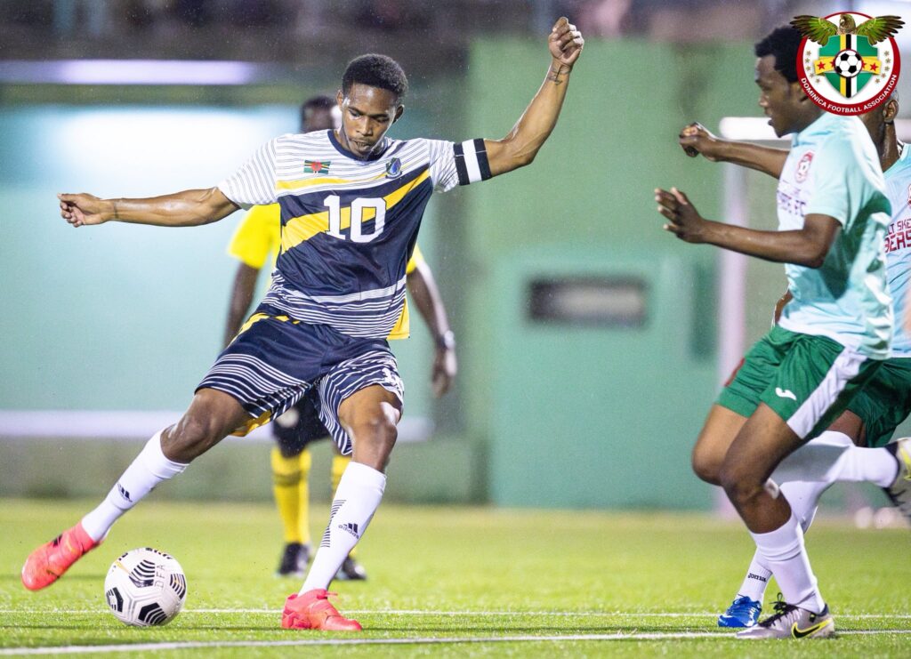 Marcellus Bonney taking a shot on goal
