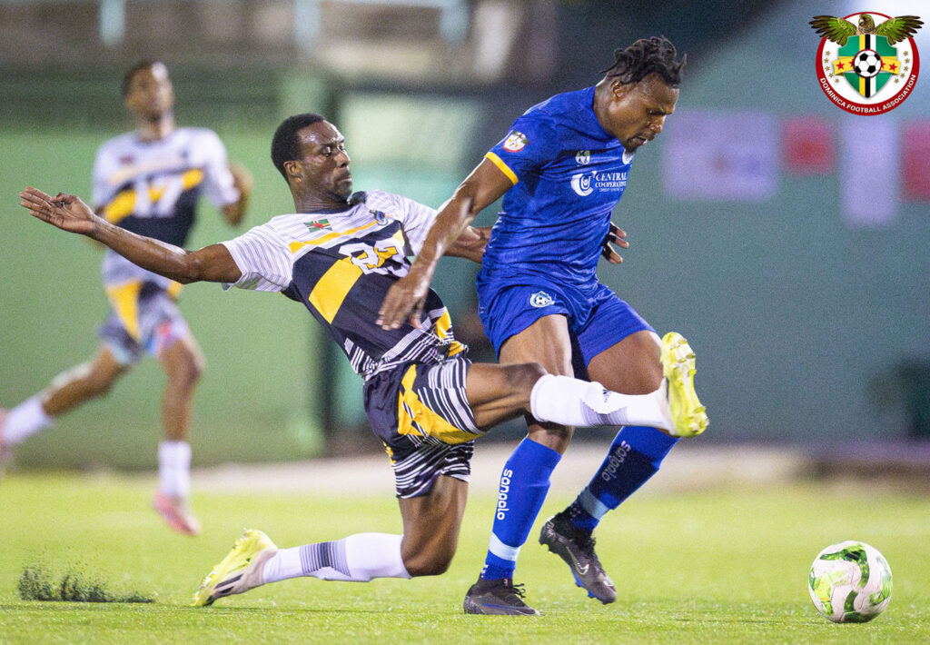 Shakeem Gregoire, Middleham United FC defender, making a tackle