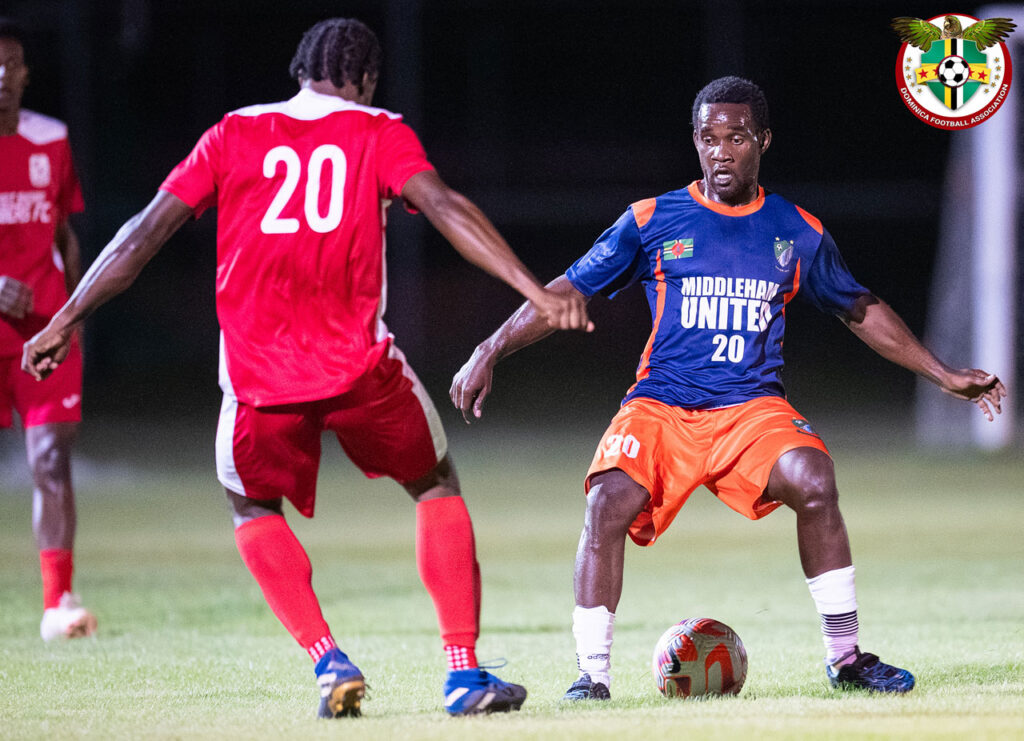 Middleham United FC player Curtly Augustine defending