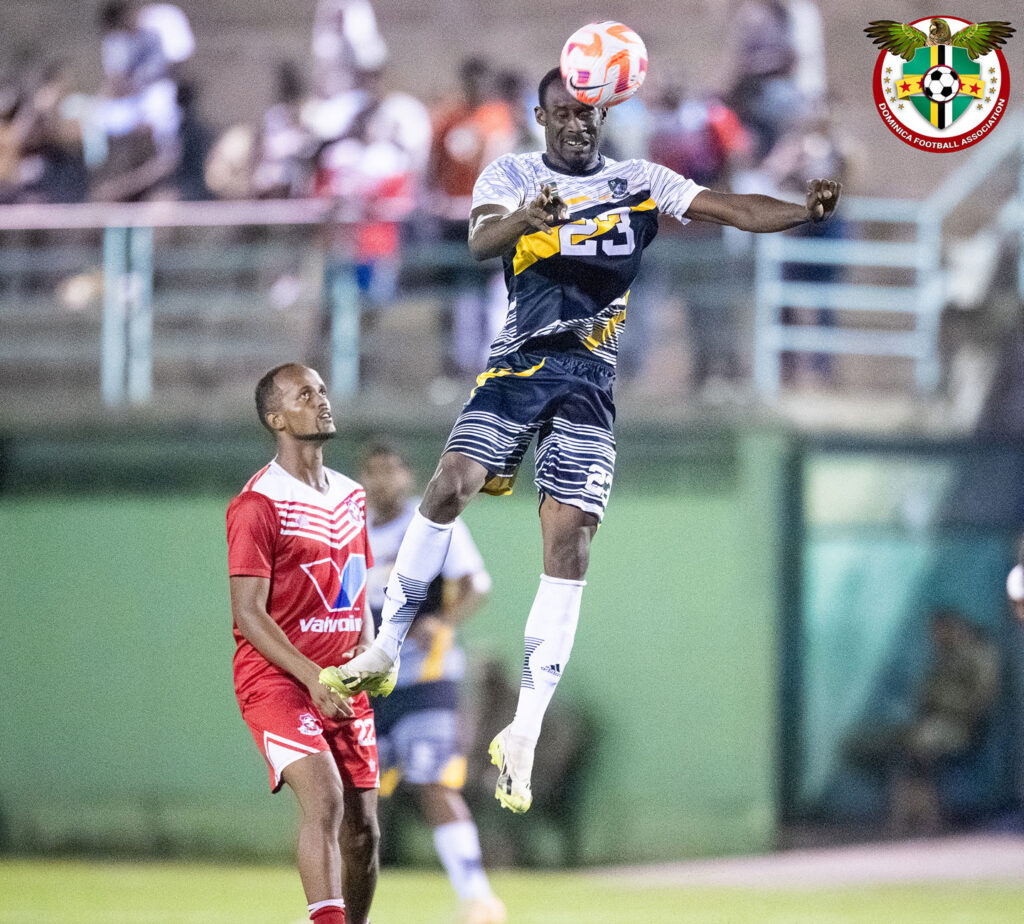 Middleham United FC player Shakeem Gregoire heading a ball