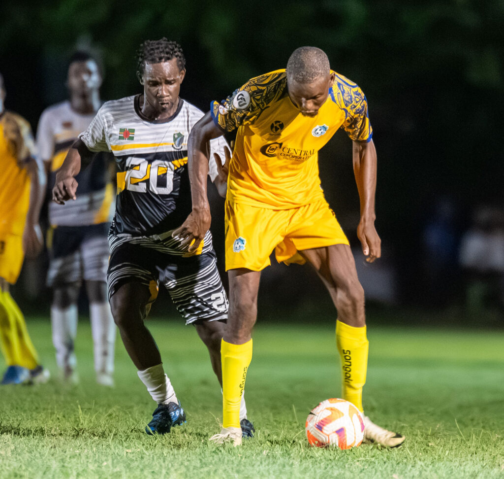 Middleham United FC player Curtly Augustine defending